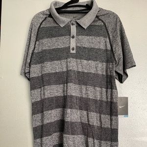 Nike Dri-Fit Grey Striped “Stay cool” polo size L